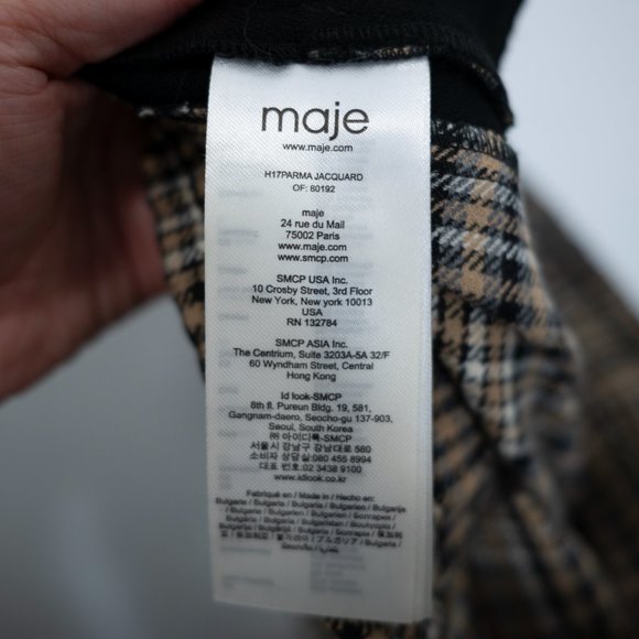 SOLD Maje Parma Jacquard Plaid Wide Leg Pants Academia Preppy Nerdcore GG11 - Picture 7 of 9